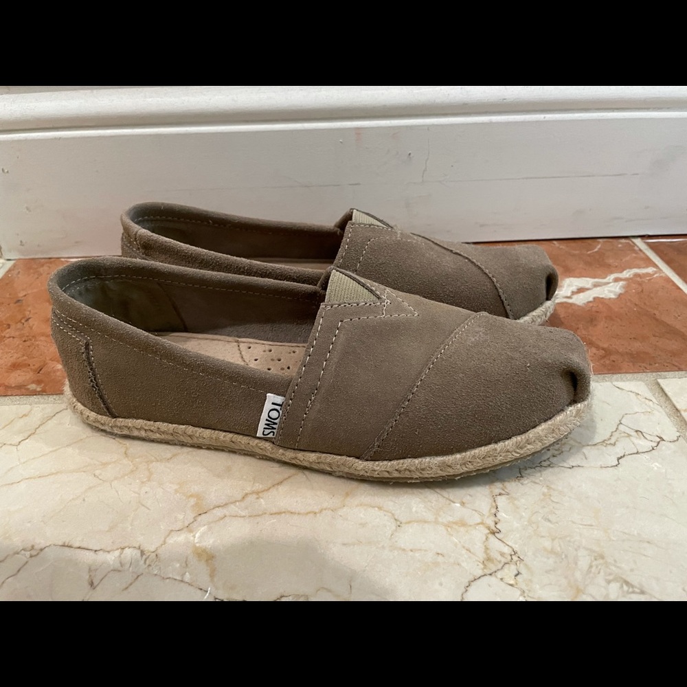 Used TOMS Suede Espadrille Slip-On, Taupe
